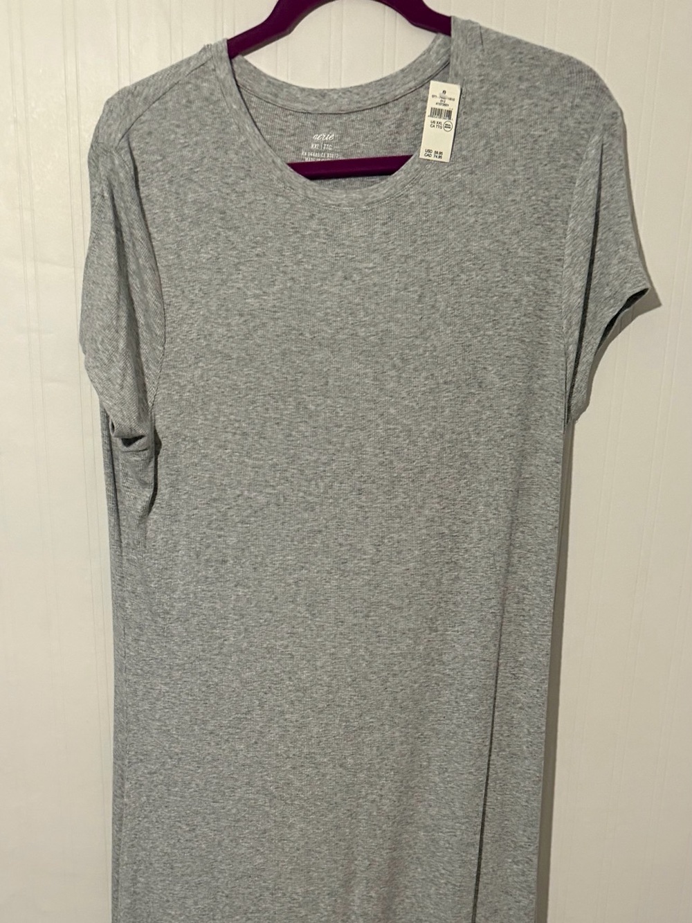 Aerie Long Heather Gray Crewneck T-Shirt Maxi Dress NWT
